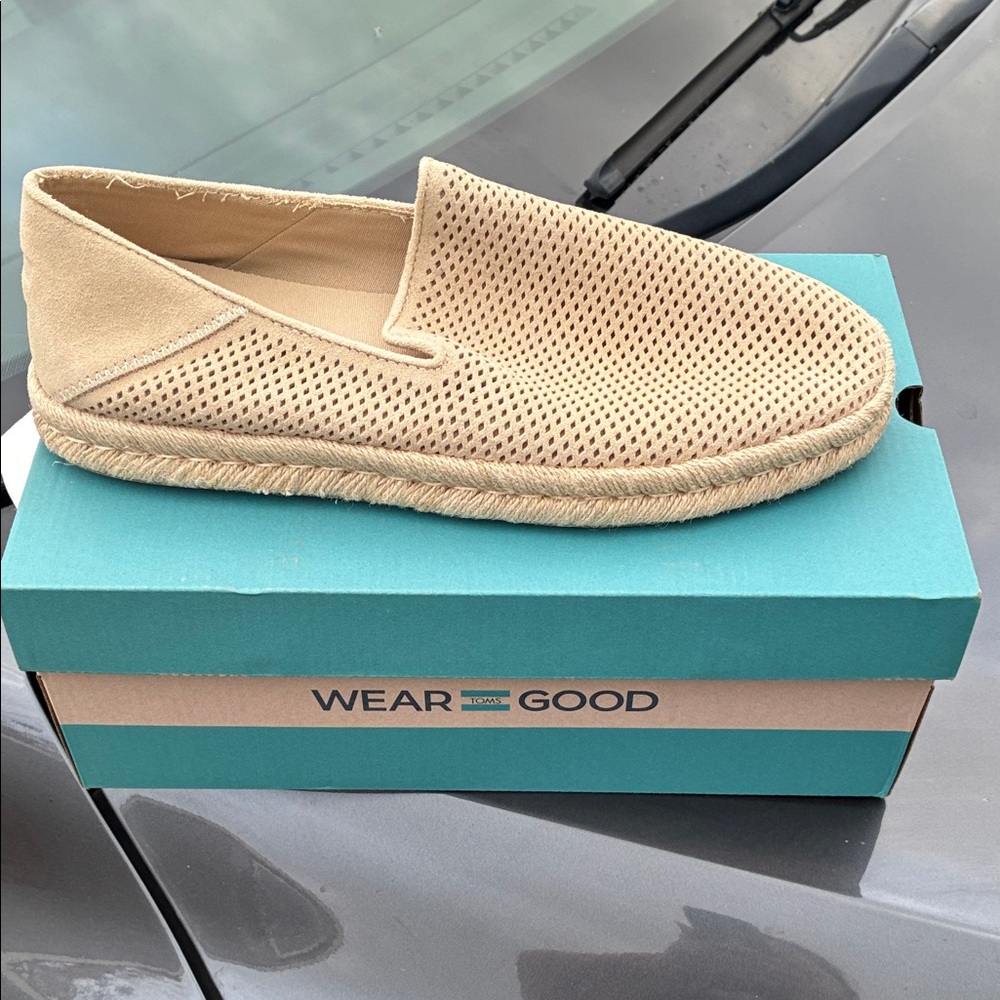 Tan Perforated Slip-On Shoes